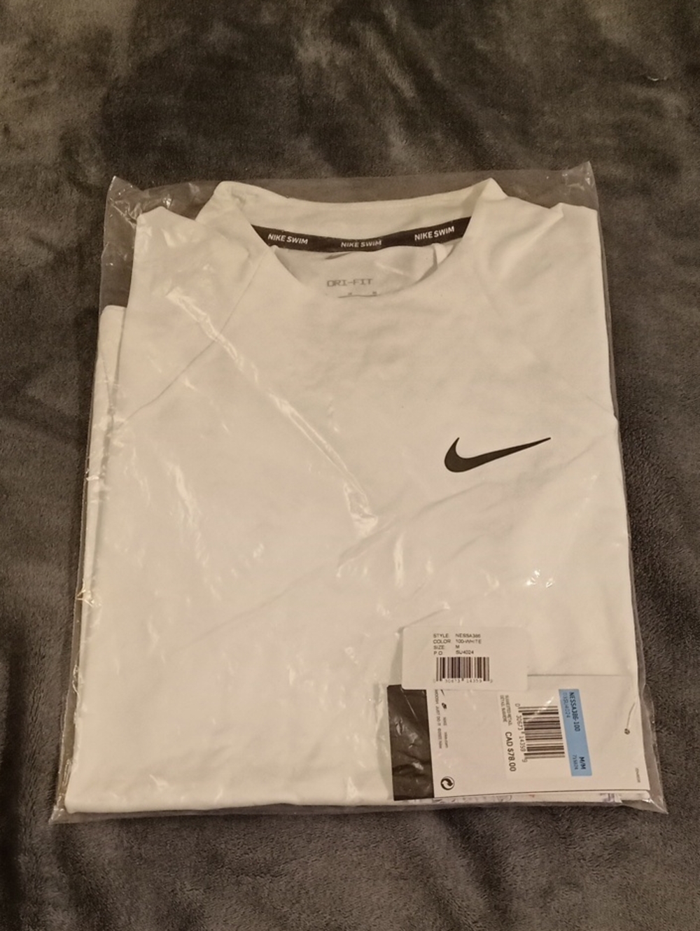 Nike White Long-Sleeve Dri-FIT Rashguard with Black Swoosh